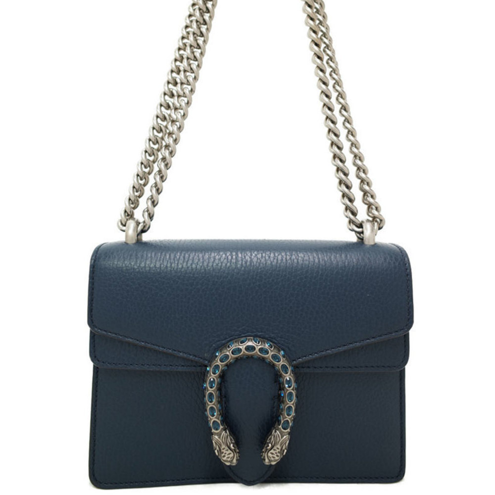 Gucci Dionysus Shoulder Bag Chain Navy Leather